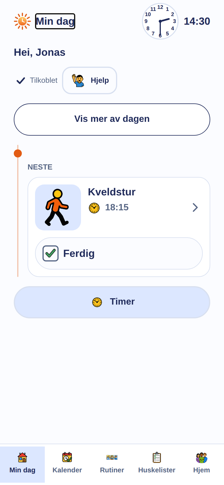 Skjermbilde av Dagly i Enkel-visning